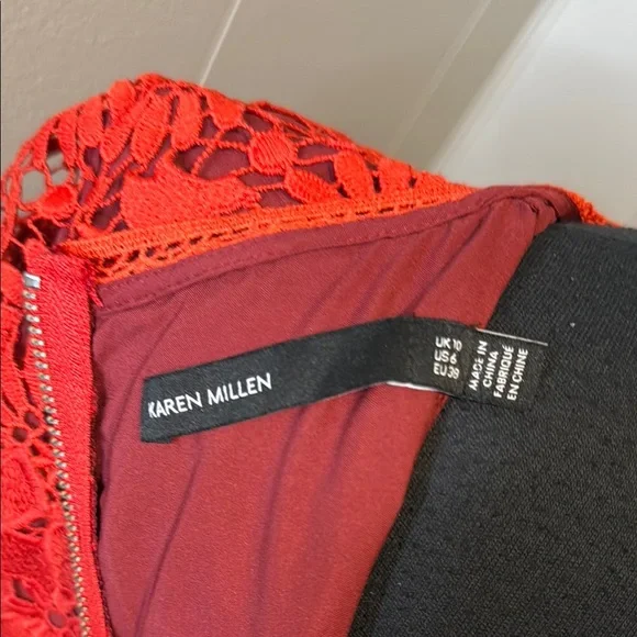 B6 Karen Millen Women’s 6 Scarlet Floral Lace Midi Dress - Picture 2 of 6